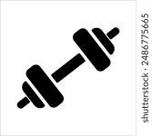 Dumbbell icons set in outlined and filled flat style. Gym heavy strength training dumbbell line pictograms. Weight lifting dumbbell signs.