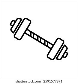 Dumbbell icons set in outlined and filled flat style. Gym heavy strength training dumbbell line pictograms. Weight lifting dumbbell signs.