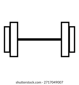 Iconos de mancuerna establecidos en estilo plano delineado y lleno. Pictogramas de línea de mancuernas de entrenamiento de fuerza pesada de gimnasio. Señales de mancuerna de levantamiento de peso eps 10