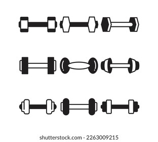 dumbbell icons set vector illustration