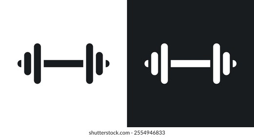 Dumbbell icons in solid black and white colors