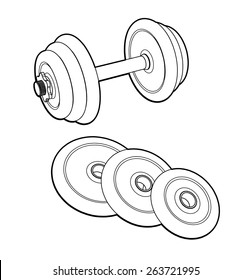 Dumbbell illustration isolated on white background. 