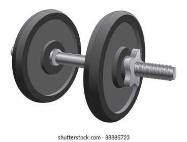 Dumbbell is an illustration of a single dumbbell used in weight lifting and fitness workouts.