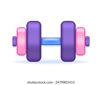 dumbbell illustration. weight lifting equipment used for weight training. gym, fitness, sport. icon or symbol. minimalist 3d concept design. graphic elements