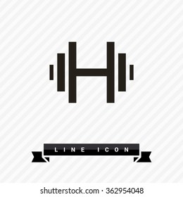 Dumbbell isolated heart minimal icon. Health line vector icon for websites and mobile minimalistic flat design.