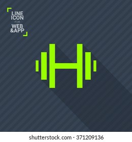 Dumbbell isolated heart minimal icon. Health line vector icon for websites and mobile minimalistic flat design.