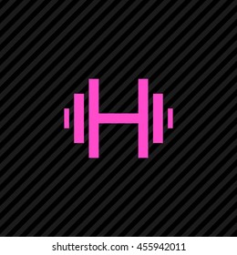 Dumbbell isolated heart minimal icon. Health line vector icon for websites and mobile minimalistic flat design.