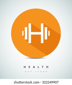 Dumbbell isolated minimal single flat linear icon in color.  Health Line vector icon for websites and mobile minimalistic flat design. Modern trend concept design style illustration symbol