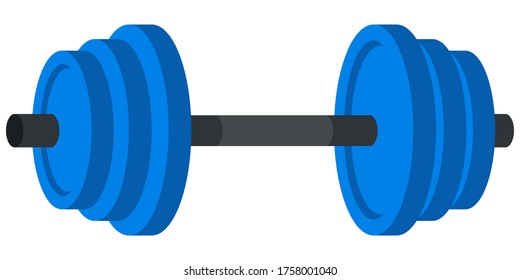Dumbbell aislada sobre fondo blanco. Equipo deportivo al estilo de las caricaturas.