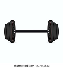Dumbbell isolated on white background. Color line art. Fitness symbol. Vector illustration
