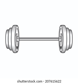 Dumbbell isolated on white background. Line art. Fitness symbol. Vector illustration