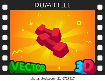 Dumbbell isometric design icon. Vector web illustration. 3d colorful concept