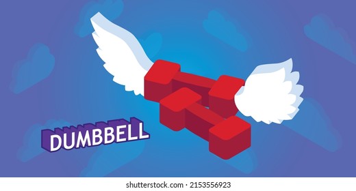 Dumbbell isometric design icon. Vector web illustration. 3d colorful concept