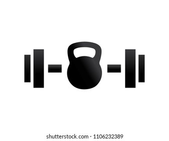 Dumbbell and Kettle Bell Logo Icon Pair Silhouette Shape