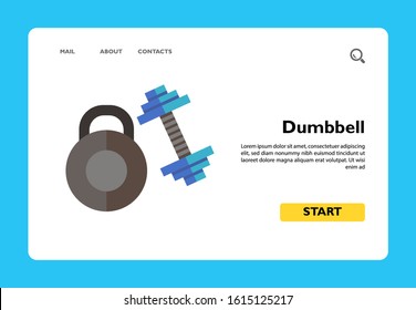 Dumbbell and kettlebell, isolated image. Weightlifting, bodybuilding, weight training. Fitness concept. Can be used for topics like sport, cross training, sports equipment