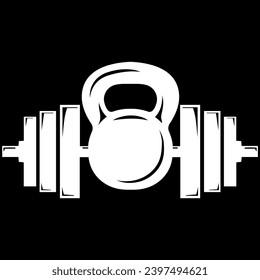 dumbbell with kettlebell logo design