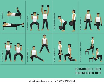 Dumbbell Leg Exercise Moves Manga Gym Set Illustration