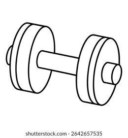 dumbbell- line art design on white background 