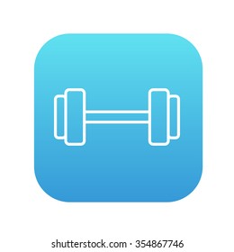 Dumbbell line icon for web, mobile and infographics. Vector white icon on the blue gradient square with rounded corners isolated on white background.