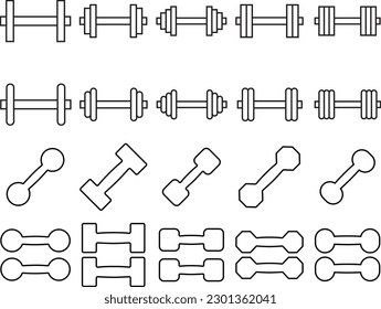 Dumbbell line set icon, logo vector