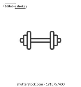 Dumbbell line vector icon. Editable stroke.