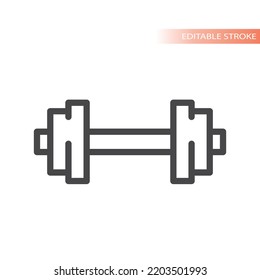 Dumbbell line vector icon. Simple weight lifting outlined symbol.
