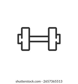 Dumbbell, linear icon. Strength training and fitness exercise. Line with editable stroke.