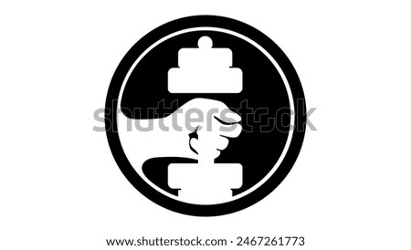 Dumbbell logo, black isolated silhouette