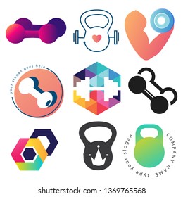 Dumbbell logo template set