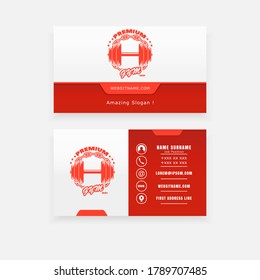dumbbell logo vector concept, gym business cards