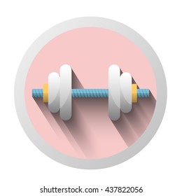 Dumbbell with long shadow. isolated on white. Vector illustration.