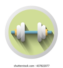 Dumbbell with long shadow. isolated on white. Vector illustration.