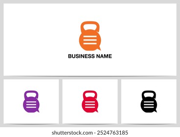 Dumbbell Merge With Talk Bubble Logo Design