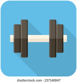 Dumbbell, modern flat icon with long shadow