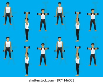 Dumbbell Moves Manga Cartoon Vector Seamless Wallpaper 