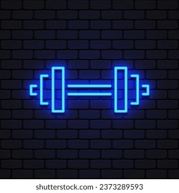 Dumbbell neon icon on light background. Vector illustration