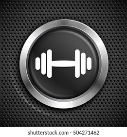 Dumbbell on Black Round Button