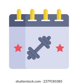 Dumbbell on calendar denoting concept vector of fitness