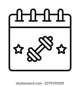 Dumbbell on calendar denoting concept vector of fitness