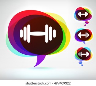 Dumbbell on Colorful Speech Bubble