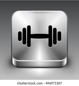 Dumbbell on Silver Square Button