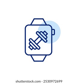 Campainha no relógio inteligente. Rastreador de fitness, saúde inteligente e bem-estar. Ícone de vetor perfeito de pixel