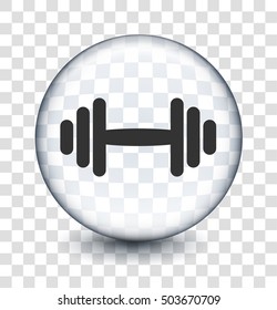 Dumbbell on Transparent Round Button