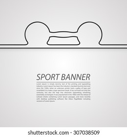 Dumbbell on a white background. Dumbbell with text. Dumbbell symbol. Vector illustration