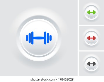 Dumbbell on White Bevel Round Button