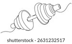 Dumbbell in one continuous single line art drawing style Gym fitness sports concept vector illustration, Continuous one line drawing of Dumbbell. Heavy dumbbell isolated white background.