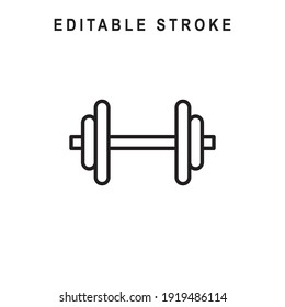 Dumbbell Outline Icon. Dumbbell Line Art Logo. Vector Illustration. Isolated on White Background. Editable Stroke