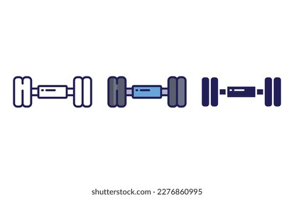 Dumbbell outline and solid vector icon