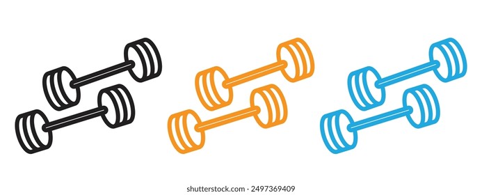 Dumbbell pair icon Flat vector set outline