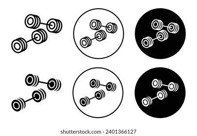 Dumbbell pair icon. heavy iron dumbbell or barbell for gym workout exercise for bodybuilding at gymnasium logo sign. physical muscle gain by weight press of pair of two dumbbells symbol vector 